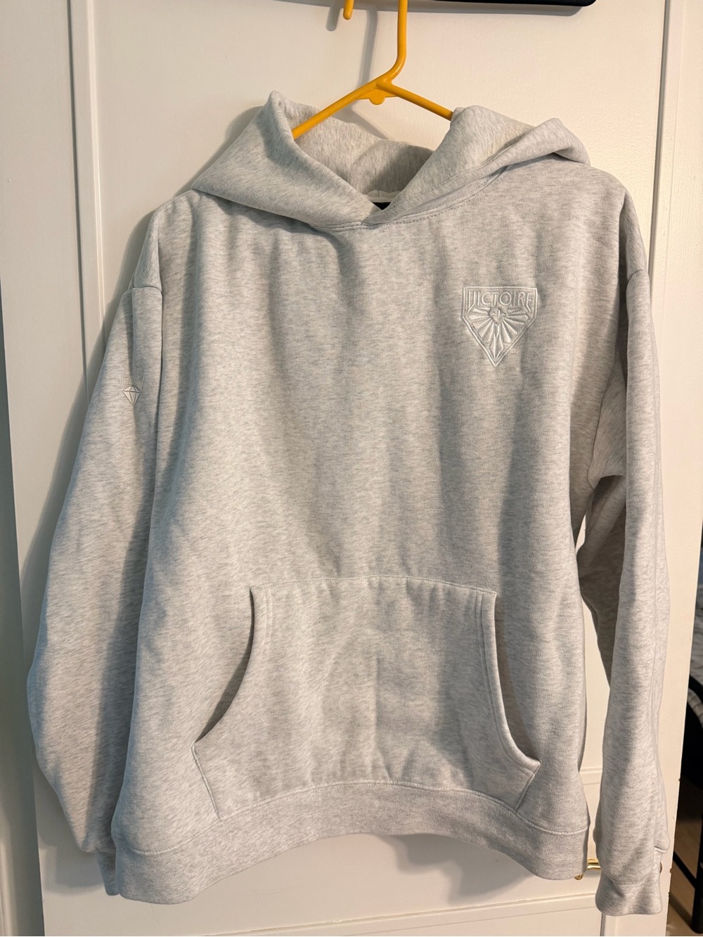 Royalty For Me Light Gray Crewneck Hoodie with Embossed Crest